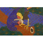 Cloissone kínáló pár - fenyőágon ülő madarak mintáival. Japán, Meidzsi-kor, cca 1850/70, rekeszzománc réz alapon...