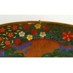 Cloissone kínáló pár - fenyőágon ülő madarak mintáival. Japán, Meidzsi-kor, cca 1850/70, rekeszzománc réz alapon...