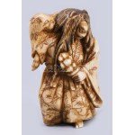 Antik japán csont netsuke - Kabuki színész. Faragott elefántcsont, jelzett, cca 19. sz második fele, m: 6,5 cm //...