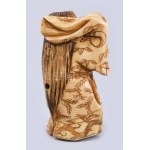 Antik japán csont netsuke - Kabuki színész. Faragott elefántcsont, jelzett, cca 19. sz második fele, m: 6,5 cm //...