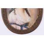 Miniatúra. Festett elefántcsont, XIX. sz. eleje. Réz keretben 6,5x8 cm Miniature. Painted ivory, early 19th century...