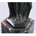 Liszkay Kováts Zoltán (1898-1967): Akt őzikével. Art deco patinázott bronz szobor, márvány talapzaton, cca 1930/40...