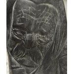 Kolozsvári Szervátiusz Tibor (1930-2018): Gyászoló férfi. 2000, patinázott bronz, három felfogatóelemmel, jelzett...