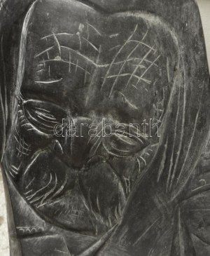 Kolozsvári Szervátiusz Tibor (1930-2018): Gyászoló férfi. 2000, patinázott bronz, három felfogatóelemmel, jelzett...