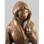 Nagy Géza (1921-2003): Kabátos nő. Bronz, jelzett, m: 40 cm /// Géza Nagy (1921-2003): Woman in a Coat. Bronze, signed...