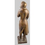 Nagy Géza (1921-2003): Kabátos nő. Bronz, jelzett, m: 40 cm /// Géza Nagy (1921-2003): Woman in a Coat. Bronze, signed...