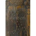 Ligeti Erika (1934-2004): Bohócöltöztető. Bronz fali plakett, jelzett, 28x20 cm /// Erika Ligeti (1934-2004)...