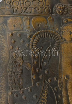 Ligeti Erika (1934-2004): Bohócöltöztető. Bronz fali plakett, jelzett, 28x20 cm /// Erika Ligeti (1934-2004)...