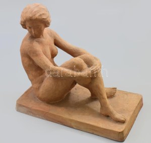 Rubletzky Géza (1881-1970): Női akt. Terrakotta, jelzett. talpazaton kis repedéssel. m: 30 cm sz: 25 cm //...