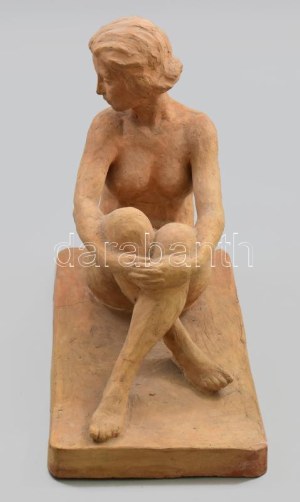 Rubletzky Géza (1881-1970): Női akt. Terrakotta, jelzett. talpazaton kis repedéssel. m: 30 cm sz: 25 cm //...