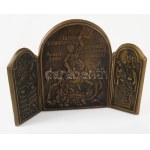 Szabolcs Péter (1942-): Erdély dicsősége. Három táblás bronz plasztika, Jelzett, zsűrizett, 23x29 cm //...