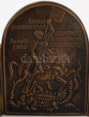 Szabolcs Péter (1942-): Erdély dicsősége. Három táblás bronz plasztika, Jelzett, zsűrizett, 23x29 cm //...