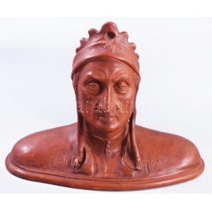Dante Alighieri terrakotta mellszobra. cca 1905 UT jelzéssel. A munka feltehetően az L. Galli &amp...