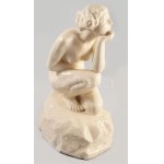 Kisfaludi Strobl Zsigmond (1884-1975): Guggoló akt. Mázas kerámia, jelzett, m: 31 cm /// Zsigmond Kisfaludi Strobl ...