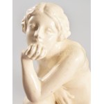 Kisfaludi Strobl Zsigmond (1884-1975): Guggoló akt. Mázas kerámia, jelzett, m: 31 cm /// Zsigmond Kisfaludi Strobl ...