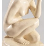 Kisfaludi Strobl Zsigmond (1884-1975): Guggoló akt. Mázas kerámia, jelzett, m: 31 cm /// Zsigmond Kisfaludi Strobl ...