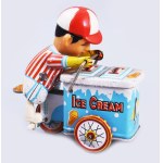cca 1960/70 Kínai Ice Cream Vender MS 405 lemezjáték fagyiskocsi. Felhúzható, fém, műanyag, kopással, eredeti dobozában...
