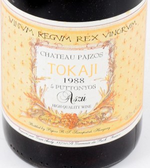 1988 Tokaji aszú 5 puttonyos, Chateau Pajzos, 0,5 l, bontatlan palack bor /// 1988 Tokaji Aszú 5 Puttonyos...