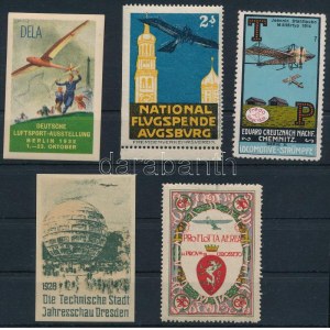 5 ritka külföldi légi levélzáró / 5 rare airmail labels