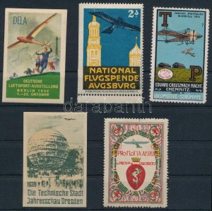 5 ritka külföldi légi levélzáró / 5 rare airmail labels