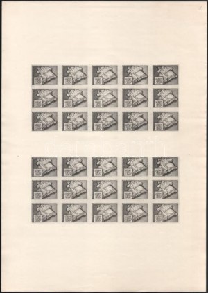 1959 3 db Légrády Sándor: 75 éves a LEHE levélzáró próbanyomat teljes ív 3 klf színben ...