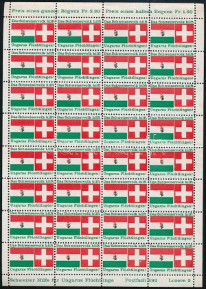 Svájc 1956 forradalmi segélybélyeg 32-es kisív