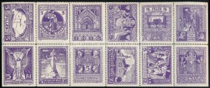 1916 Magyar Béke templom javára segélybélyeg 12-es tömb