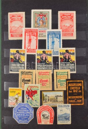 1912-1913 Gyönyörű szép külföldi levélzáró gyűjtemény (316db) berakóban ...