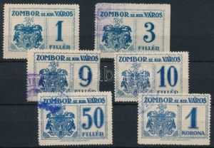 Zombor 6 db városi illetékbélyeg