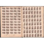 1945 Sokbélyeges illeték lerovás 5 lapon + pótlap, kb 350 bélyeggel