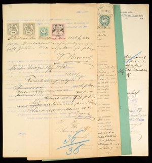 1898 4 db magas, sokszínű illetéklerovás, okmányon 1898 4 high franking, multi-colored document stamps...