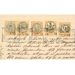 1880-1900 7 db magas, sokbélyeges, vegyes illetéklerovás, okmányon 1880-1900 7 high franking, multi...