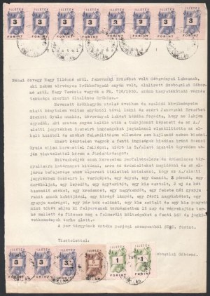 1946-58 4 db magas, sokbélyeges illetéklerovás, okmányon 1946-58 4 high franking, multi...