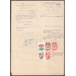 1946-58 4 db magas, sokbélyeges illetéklerovás, okmányon 1946-58 4 high franking, multi...