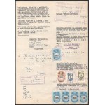 1946-58 4 db magas, sokbélyeges illetéklerovás, okmányon 1946-58 4 high franking, multi...