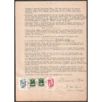 1946-58 4 db magas, sokbélyeges illetéklerovás, okmányon 1946-58 4 high franking, multi...