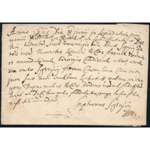 1661 Sennyey István saját kézzel írt sorai lapispataki (Felvidék) birtokairól