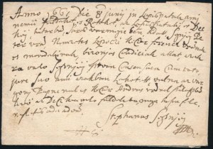 1661 Sennyey István saját kézzel írt sorai lapispataki (Felvidék) birtokairól