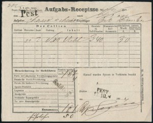 1864 Pest, K. k. priv. österr. Staats-Eisenbahn-Gesellschaft vasúti fuvarlevél