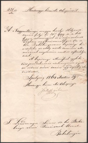 1864 Bakabánya (Hont vármegye) városi kapitányi kinevezés