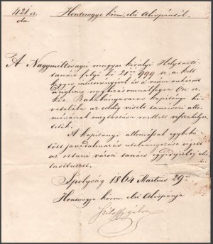 1864 Bakabánya (Hont vármegye) városi kapitányi kinevezés