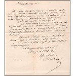 1887 Bp., Szász Károly református püspök, költő, akadémikus saját kézzel írt levele