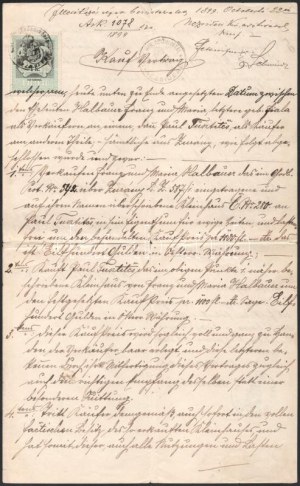 1899 Zurány, ( Zurndorf, Burgenland, A) adásvételi szerződés házra, 1K illetékbélyeggel Tustitcs Pár javára ...