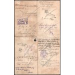 1905 Visegrád, M. kir. III. számú csendőrkerület visegrádi őrs menetlevél sok bélyegzéssel
