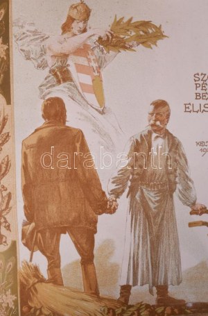 1939 Díszes, litografált oklevél, földműves részére kiállítva, az oklevél felső sarkában szentkoronás nőalakkal...