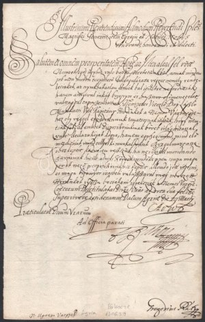 1706 II. Rákóczi Ferenc fejedelem levele Ugocsa vármegyének. Bay László ezereskapitány...