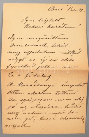 ca 1910-1915 Mednyánszky László (1852-1919) festőművész autográf levelei dr. Löwenstein Arnoldnak a Pallas Irodalmi Rt...