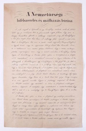 1848 Nemzetőrségi lófelszerelés és málházás leírása. Pest nyárhó [július] 1-ső napján 1848...