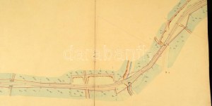 ca 1860 Oravicabánya - Stájerlak (Eisenbahn von Oravitza bis Steierdorf) vasútvonal kézzel rajzolt hosszelvénye...