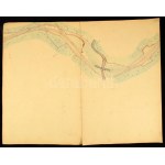 ca 1860 Oravicabánya - Stájerlak (Eisenbahn von Oravitza bis Steierdorf) vasútvonal kézzel rajzolt hosszelvénye...